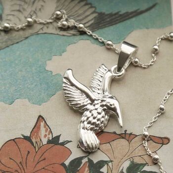 Sterling Silver Hummingbird Necklace, 4 of 6