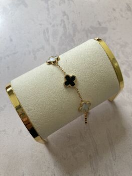 Adina Clover Bracelet Black And White, 2 of 5