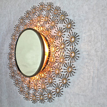 Kratos Antique Copper Sunburst Rays Light Wall Mirror, 2 of 4