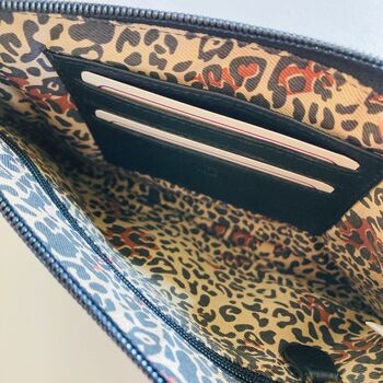 Leather Leopard Print Clutch Bag, 3 of 5