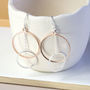 Sterling Silver Rose Gold Circles Dangly Earrings, thumbnail 1 of 4
