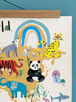 World Map Giclee Print Of Creatures Great And Small, 10 of 12