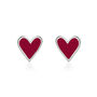 Mini Heart Studs With Raspberry Red Enamel, thumbnail 1 of 3