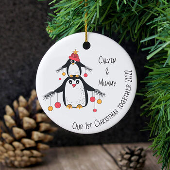 Personalised Penguin Family Christmas Decoration, 4 of 5