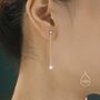 Asymmetric Tiny Moonstone Star Dangle Stud Earrings, thumbnail 4 of 12