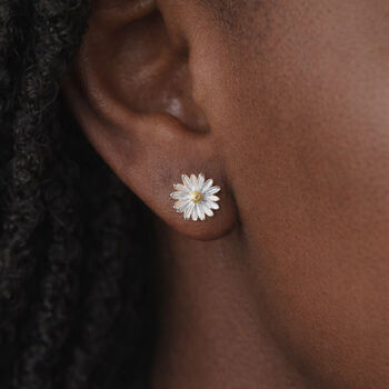 Sterling Silver And Gold Daisy Stud Earrings – 7mm, 2 of 8