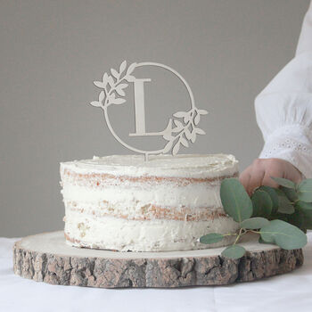 Personalised Floral Wreath Initial Wedding Cake Topper, 2 of 4
