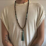 Mens African Turquoise Onyx Tigers Eye Mala Necklace, thumbnail 2 of 3