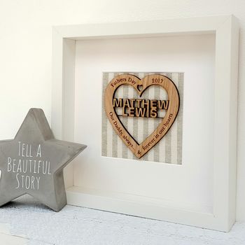 Daddy Dad Personalised Father's Day Oak Heart, 3 of 5