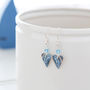 Blue Gold Colour Pattern Heart Earrings And Crystal, thumbnail 1 of 3