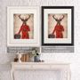 Deer In Red Jacket, Full, Art Print, Framed Or Unframed, thumbnail 4 of 8