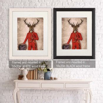 Deer In Red Jacket, Full, Art Print, Framed Or Unframed, 4 of 8