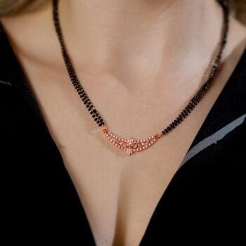 Nazaria Zircon Dangle Mangalsutra Black Beads Necklace, 2 of 7
