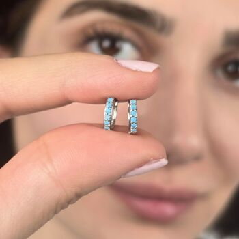 Turquoise December Birthstone Gold Plated Huggies, 3 of 6