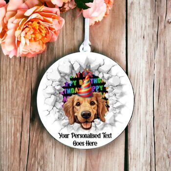 Personalised Golden Retriever Birthday Break Through Dog, 6 of 8