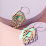 Sterling Silver Art Deco Fan Iridescent Hoop Earrings, thumbnail 2 of 12