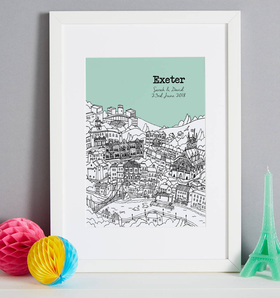 personalised exeter print by tessa galloway illustration