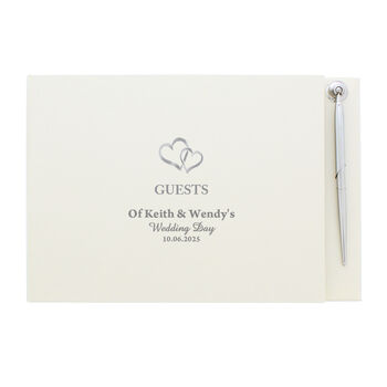 Personalised Hearts Design Guest Book And Pen, 4 of 5