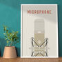 Microphone Print | Instrument Music Poster, thumbnail 1 of 7