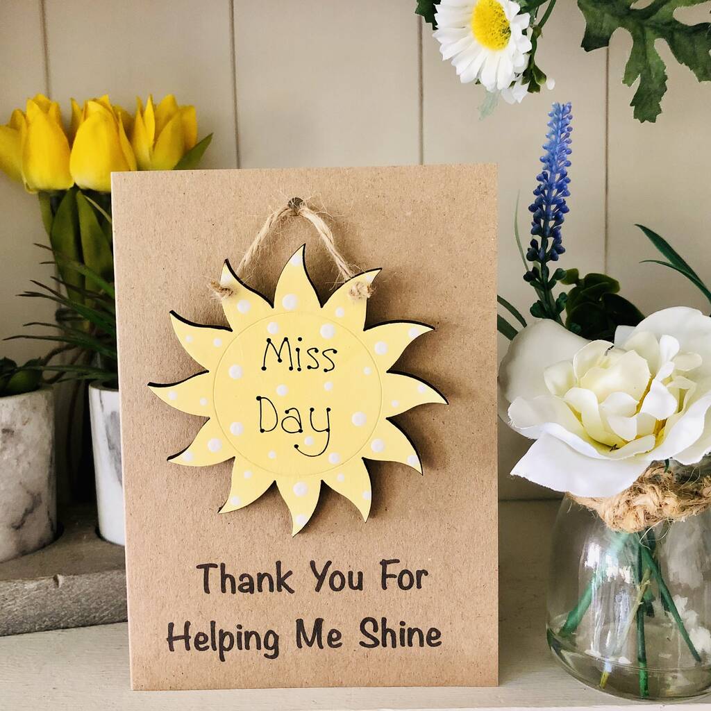 Personalised Teacher Thank You Wooden Sunshine Card, 1 of 8