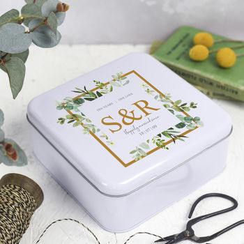 Personalised Couples Initials 10th Anniversary Gift Tin, 2 of 6