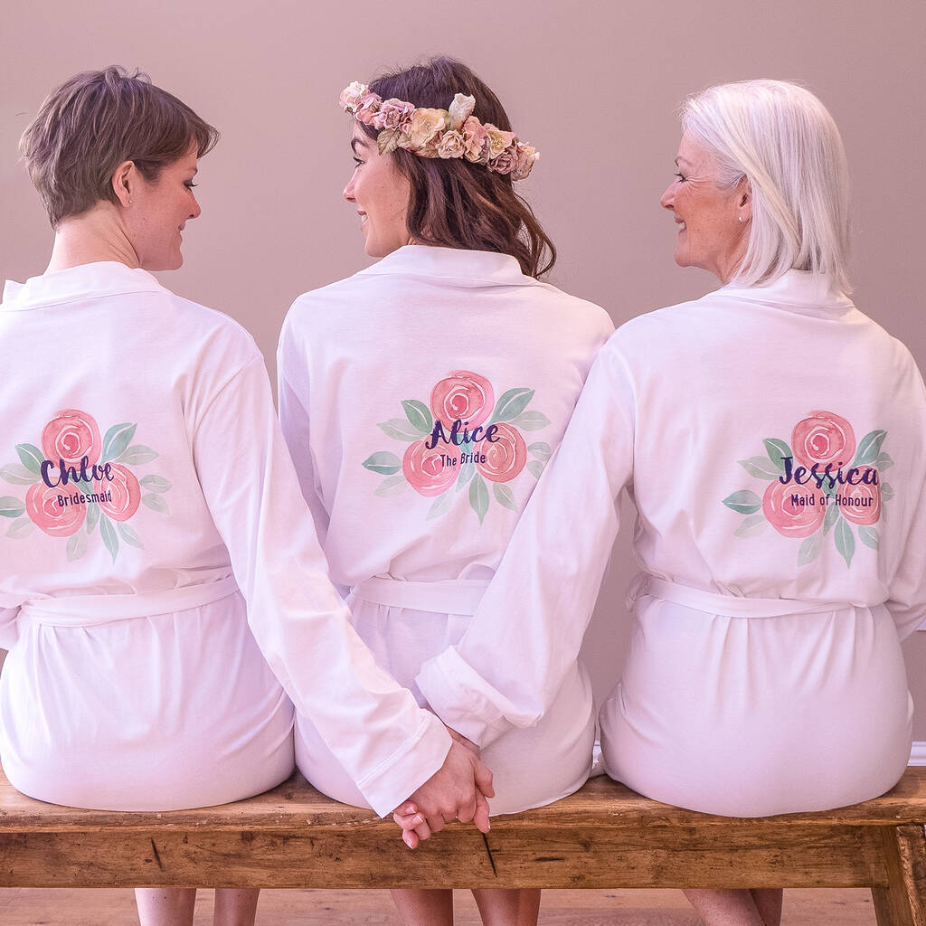 Personalised Rose Wedding Flower Girl Dressing Gown By Sparks And