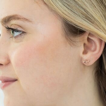 Rose Gold Vermeil Bee Stud Earrings, 2 of 5