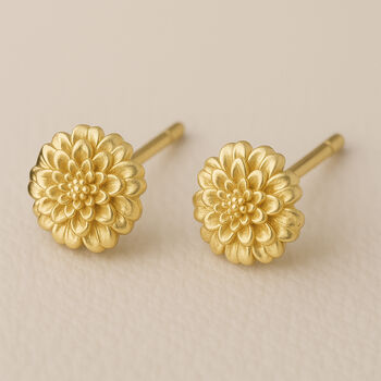 Gold Plated Sterling Silver October Birth Flower Marigold Stud Earrings, 7 of 7