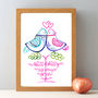 Mr And Mrs Personalised Wedding Lovebirds Gift Print, thumbnail 2 of 4