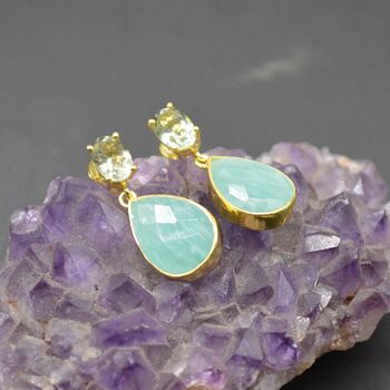 Amazonite Green Amethyst Earrings, 3 of 6