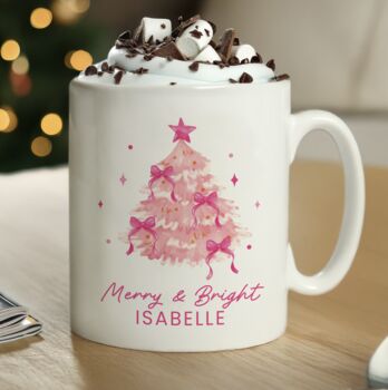 Personalised Pink Christmas Tree Mug, 4 of 4