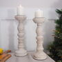 White Distressed Wooden Candlestick, thumbnail 7 of 7