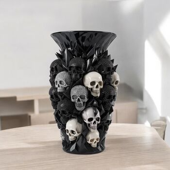 Black And Silver Skull Vase, 2 of 7
