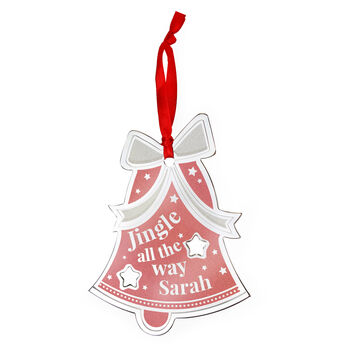 Personalised Jingle All The Way Bell Metal Decoration, 2 of 3