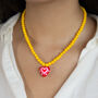 Yellow Bead Pink Heart Necklace, thumbnail 2 of 4