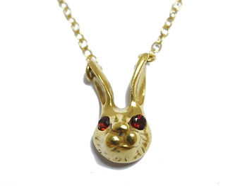 Red Eyed Bunny Rabbit Head Necklace, 4 of 6