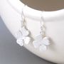 Sterling Silver Lucky Clover Leaf Drop Earrings, thumbnail 4 of 7