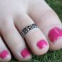 925 Silver Leaf Adjustable Dainty Band Toe Ring, thumbnail 1 of 8