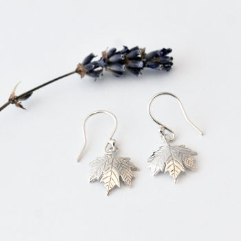Maple Leaf Earrings In Sterling Silver, 4 of 12