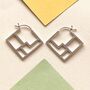 Square Art Deco Geometric Silver Hoop Earrings, thumbnail 4 of 8