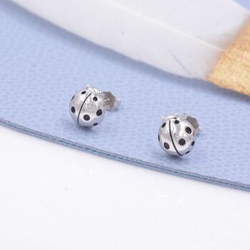 Sterling Silver Ladybird Stud Earrings, 4 of 9
