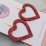 Large Sparkly Heart Earrings, thumbnail 6 of 12