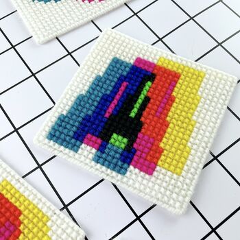 Modern Cross Stitch Coaster Set Kit, 4 of 5