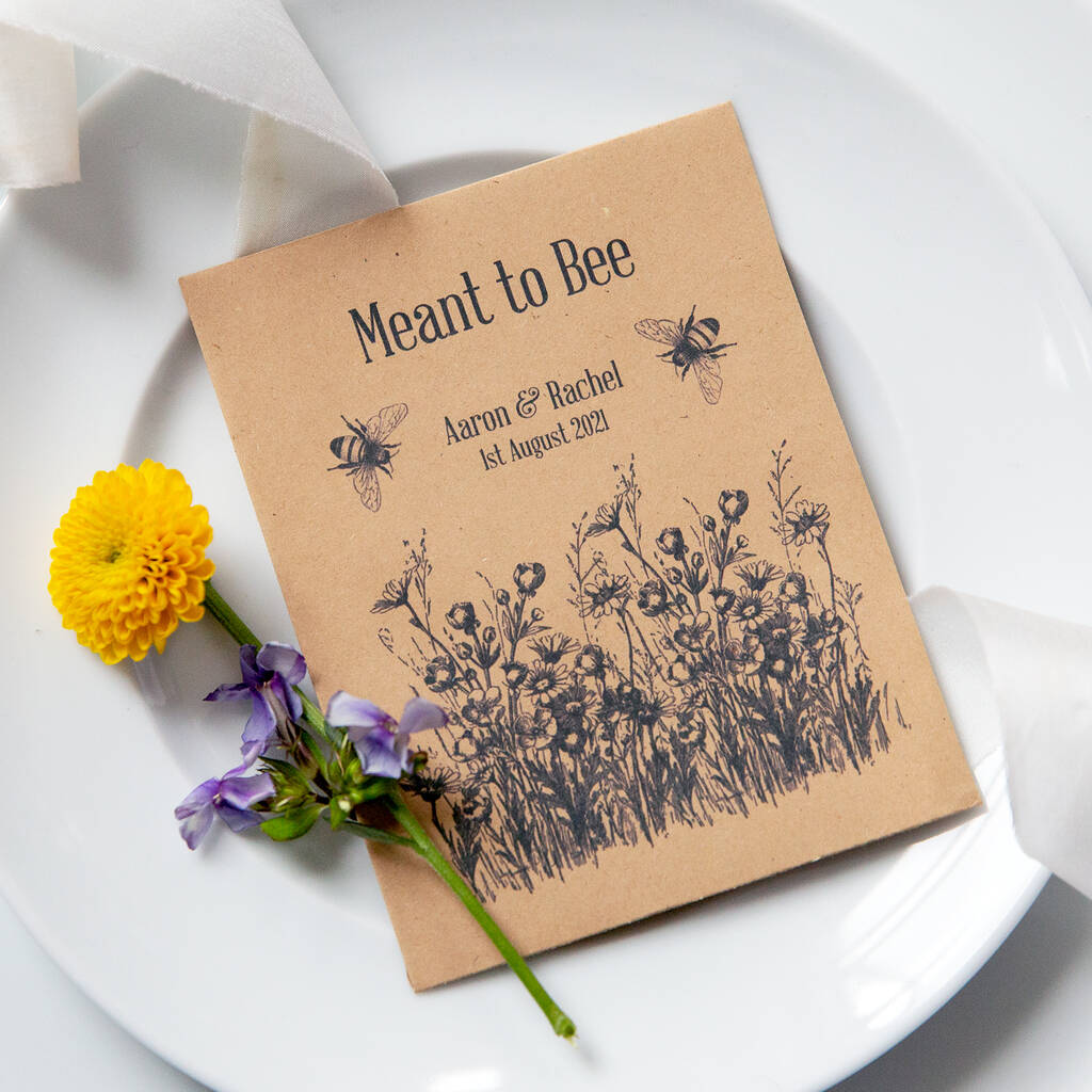 10 Personalised 'Meant To Bee' Seed Packet Favours, 1 of 6