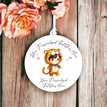 Personalised Cute Child Tiger Hearts Decoration Gift, 2 of 2