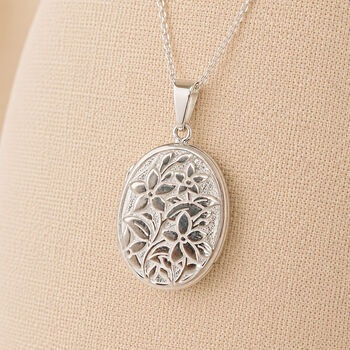 Personalised Sterling Silver Forget Me Not Flower Photo Locket Necklace, 2 of 10