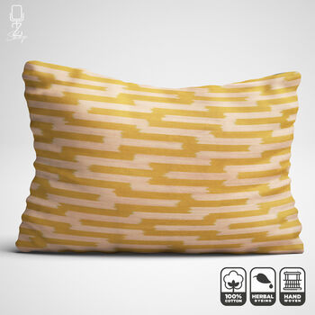 Geometric Yellow Handwoven Ikat Cushion Cover, 3 of 6