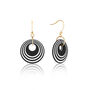 Black And White Stripey Circular Earrings, thumbnail 1 of 6