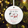 Couples Snowman Ceramic Disc Hanging Decoration Bauble + Gift Box, thumbnail 7 of 7