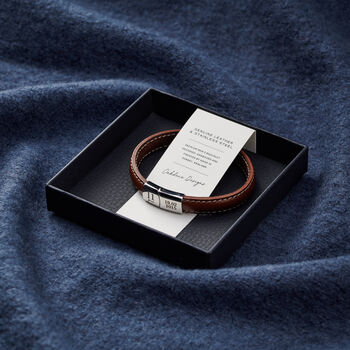 Personalised Men's Eleven Year Anniversary Stainless Steel And Leather Bracelet, 7 of 7